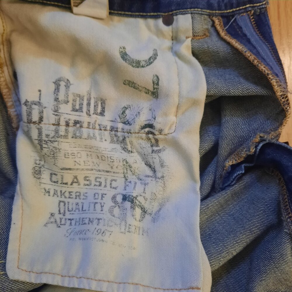 Polo Ralph Lauren 867 Jeans Men's Size 34X30 Denim Blue Classic Fit Leather Tag - Picture 8 of 10